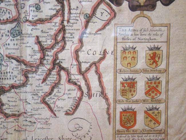 A beautiful hand colored Map of Nottingham by John Speed circa 1610 — image 4
